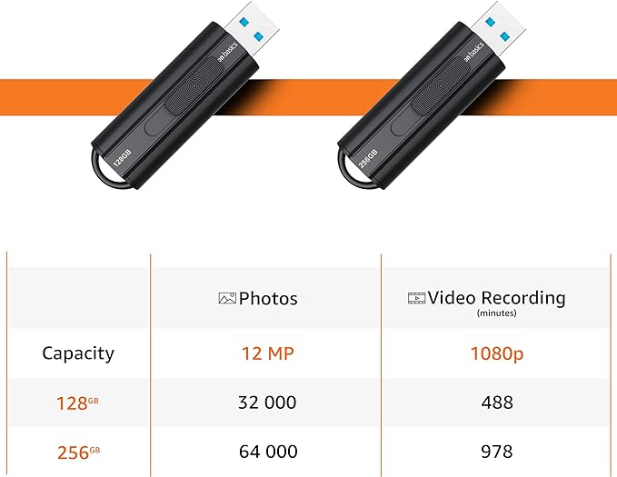 Amazon Basics 128 GB Ultra Fast USB 3.1 Flash Drive, Black
