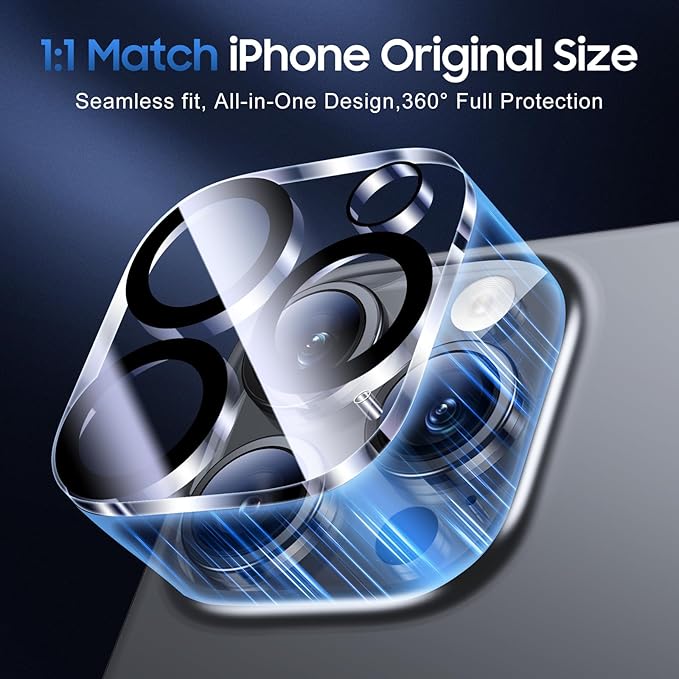 UniqueMe for 3 Pack iPhone 16 Pro/iPhone 16 Pro Max Camera Lens Protector - [Drop Protection] [Case Friendly] 9H Tempered Glass Camera Cover Screen [Update New Version]