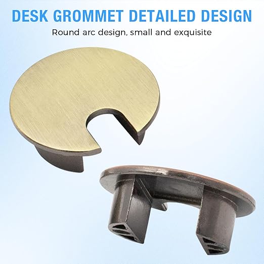 Desk Grommet 1-3/8" (35 mm), Desk Cord Hole Cover, Cable Grommet Metal Zinc Alloy Materilal, Desk Hole Grommet for Office and Home Table Cable, Detachable Cable Cord Organizer (Bright Silver 2 Pcs)