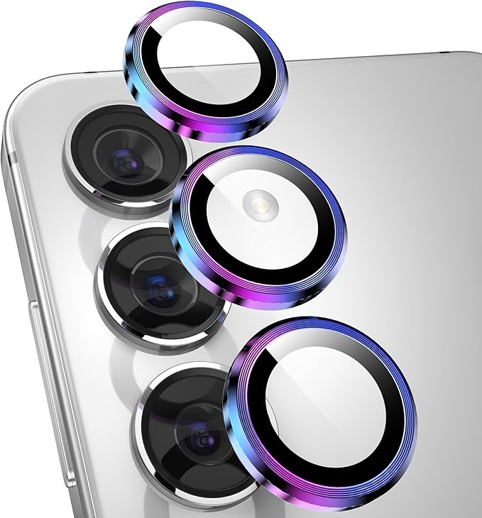 YWXTW Camera Lens Protector for Samsung Galaxy S24 Plus Accessories, 9H Tempered Glass Metal Individual Ring Camera Cover Screen Protector for S24 Plus, Case Friendly, Anti Scratch (Multi-Coloured)