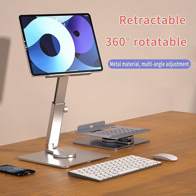 GuaziV 360° Adjustable Tablet Stand - Ergonomic Foldable Holder for iPad 10.2-12.9”, Kindle, Phones 4-13”, Anti-Slip Desktop Mount for Work, Cooking, Gaming & Reading