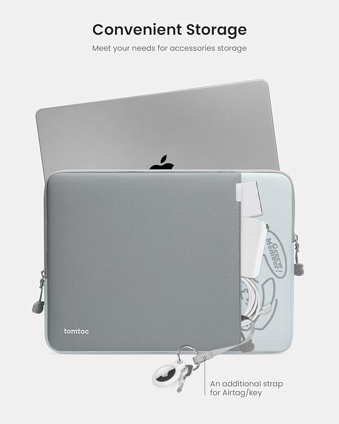 tomtoc 360° Protective Laptop Sleeve for 15-inch MacBook Air M4/A3241 2025, M3/A3114 2024, M2/A2941 2023, 15-inch MacBook Pro A1990 A1707, Dell XPS 15 Plus Laptop, Water-Resistant Computer Case Bag
