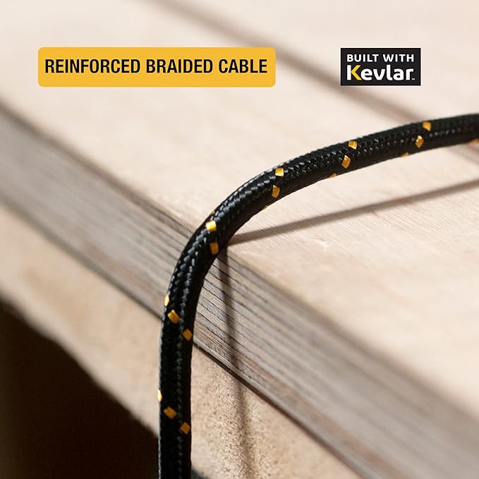 DEWALT Heavy Duty USB to USB C Cable, Jobsite Type C Cable, High Speed USBA to Type-C, Fast Charge USBC Fast Charging Cord for iPhone 16/15 Pro Max, MacBook, iPad, Samsung Galaxy, 10ft (USB2.0, Black)