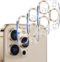 UniqueMe [ 3 Pack] Compatible with iPhone 12 Pro Max 6.7" Camera Lens Protector Tempered Glass,[Case Friendly][New version][Scratch-Resistant][Easy Installation] -Golden