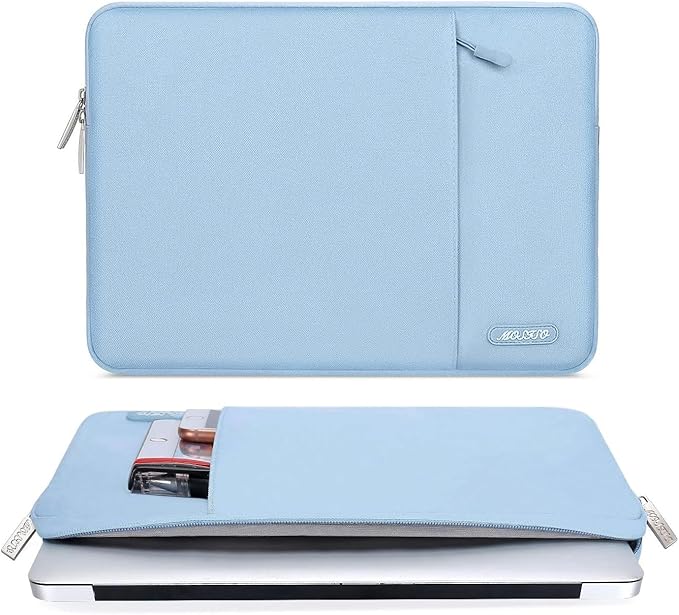 MOSISO Laptop Case 14 inch, 14 inch Laptop Sleeve Compatible with HP Lenovo Dell ASUS Acer, HP Stream, Dell Latitude, Lenovo IdeaPad, Polyester Vertical Computer Sleeve Bag with Pocket, Air Blue
