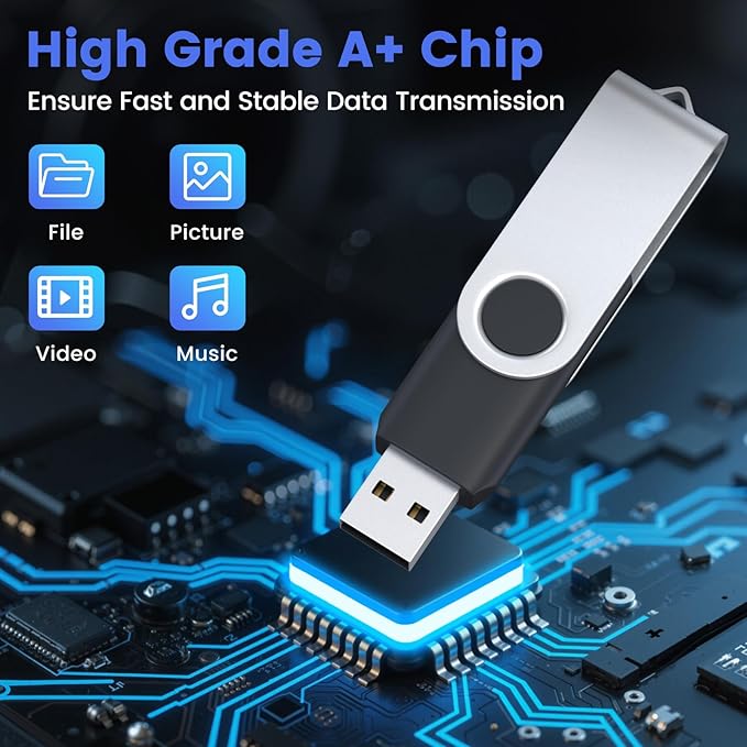 ABLAZE 1GB USB Flash Drive 100 Pack, USB 2.0 Thumb Drives Bulk Memory Sticks Pendrives 100PCS (Black)