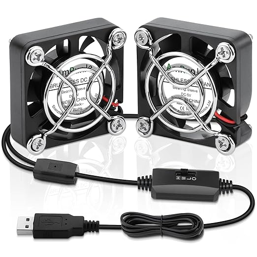 2 Packs USB Fan 40mm x 10mm DC 5V Mini Cooling Brushless Box Fan for Computer Terrarium PlayStation PC Case Xbox Welding Helmet Aquarium Router