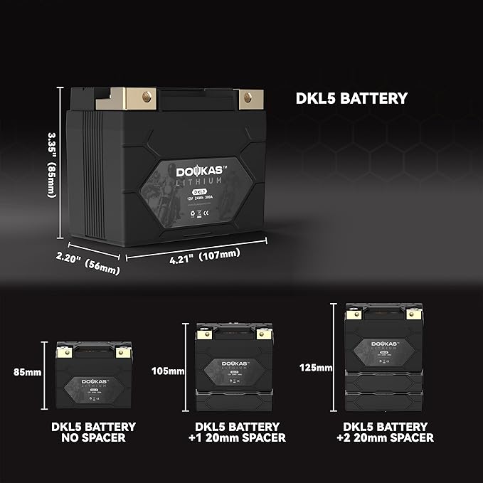 DKL5 300A LiFePO4 Motorcycle Lithium Battery, 12V 2Ah Powersports Battery, Compatible Jet Ski, Quad, Scooter, Generator Battery, Snowmobile