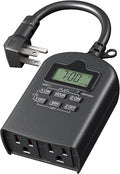 DEWENWILS Outdoor Timer Outlet Waterproof, Outdoor Digital Timer for Lights, Programmable with 2 Grounded Outlets, for Home and Garden, Halloween, 15A, 1/2HP, Heavy Duty, ETL Listed