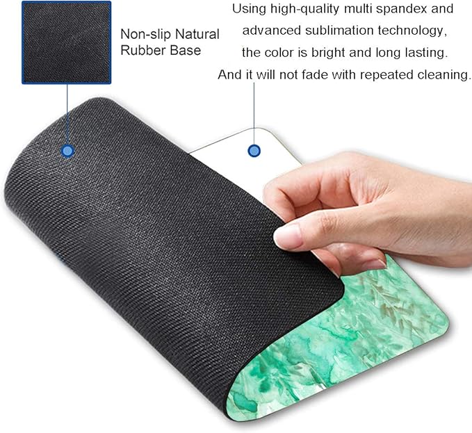 Green Forest Mouse Pad, Watercolor Trees Mouse Pad, Gaming Mouse Mat Square Waterproof Mouse Pad Non-Slip Rubber Base MousePads for Office Home Laptop Travel, Abstract Fog Forest