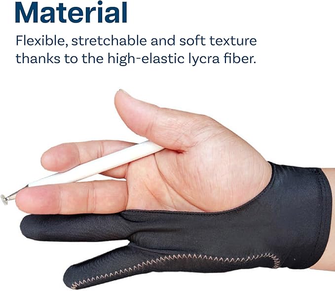 MMOBIEL Drawing Glove for Digital Tablet and Sketching Model A 2-Finger Palm Rejection Artist Glove – Small Size – Right and Left Hand Use
