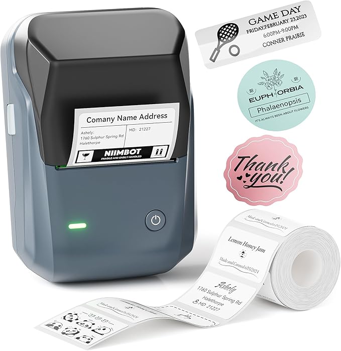 NIIMBOT B1 Label Maker Machine with Tape, Thermal Label Printer Easy to Use for Office, Home, Business, 2 Inch Label Maker with 2'' x1.18'' Labels-230pcs/Roll