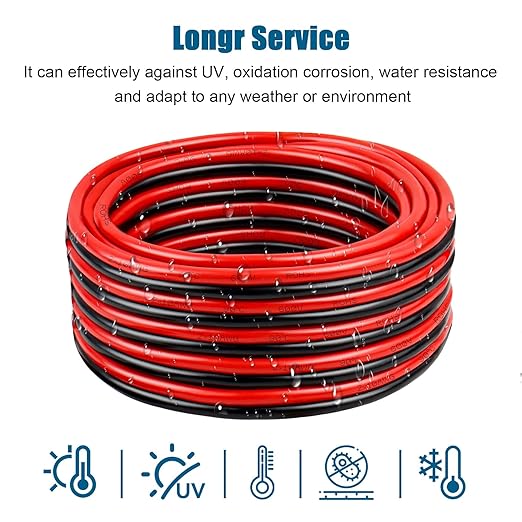 16 Gauge Wire 2 Conductors Copper Wire, 16 AWG Battery Cable Oxygen Free Copper Wire for Solar Panel, Automotive, Trailer, RV and Speaker (16 Gauge 50FT)