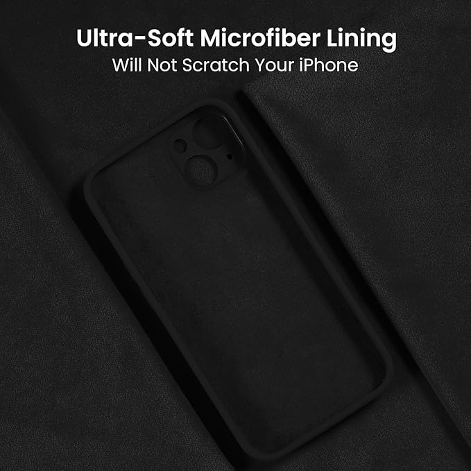 FireNova Designed for iPhone 15 Case, Silicone Upgraded [Camera Protection] Phone Case with [2 Screen Protectors], Soft Anti-Scratch Microfiber Lining Inside, 6.1 inch, Black