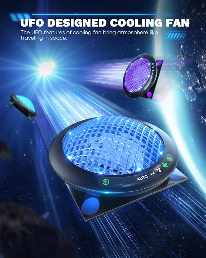 UFO Cooling Fan for Xbox Series X with 11 RGB Lights, Auto Cooling System Fan Speed Adjustable by Temperature for Xbox Series X Console, Efficient Cooler Fan Accessories, Low Noise, 3 Speed, USB Port
