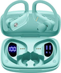 bmani Wireless Earbuds Bluetooth Headphones 48hrs Play Back Sport Earphones with LED Display Over-Ear Buds with Earhooks Built-in Mic Headset for Workout Mint Green
