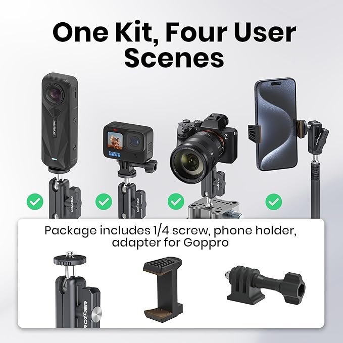 4.5" Suction Cup Camera Mount with 4.72" Extension Rod, Universal Car Mount for Cameras, Phones, Cameras with 3.84" Magic Arm