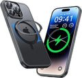 MAGIC JOHN 360° Rotatable Magnetic Invisible Stand for iPhone 15 Pro Case [Camera Control Button] [Compatible with MagSafe] 16FT Shockproof for iPhone 15 Pro Case with Kickstand, Black