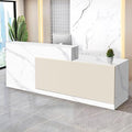 Reception Desk with Counter Modern Checkout Counter with Lockable Drawer Keyboard Tray Receptionist Desk for Office Salon Reception Table N Right 63inch/160cm