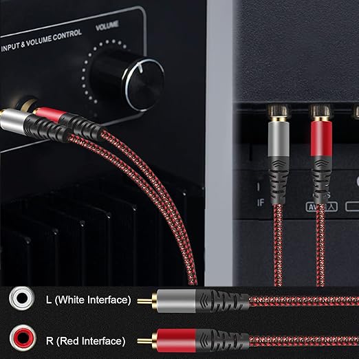 RCA Cable 15Ft,2Rca Male to 2-RCA Male Audio Stereo Subwoofer Cable [Hi-Fi Sound] Nylon-Braided Auxiliary Audio Cord for Home Theater, HDTV, Amplifiers, Hi-Fi Systems,Speakers and etc (15Ft)