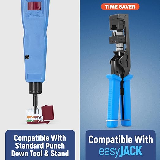 Everest 90° Angled RJ45 Cat5e Keystone Jacks 50-Pack in Red - Slim Profile Female RJ45 Connectors - Cat 5e Keystone Jack - Compatible with 90° Angled Speed Termination Tool - easyJACK (B094WB91H3)