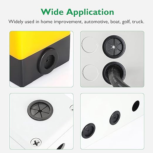 Rubber Grommets for Wiring, 1-9/16 Inch Drill Hole, 1-3/8 Inch ID, Firewall Grommets Automotive Cable Cords Hoses Protection, Double-Sided Rubber Plugs for Round Holes, 6 Pcs, 35x40 mm