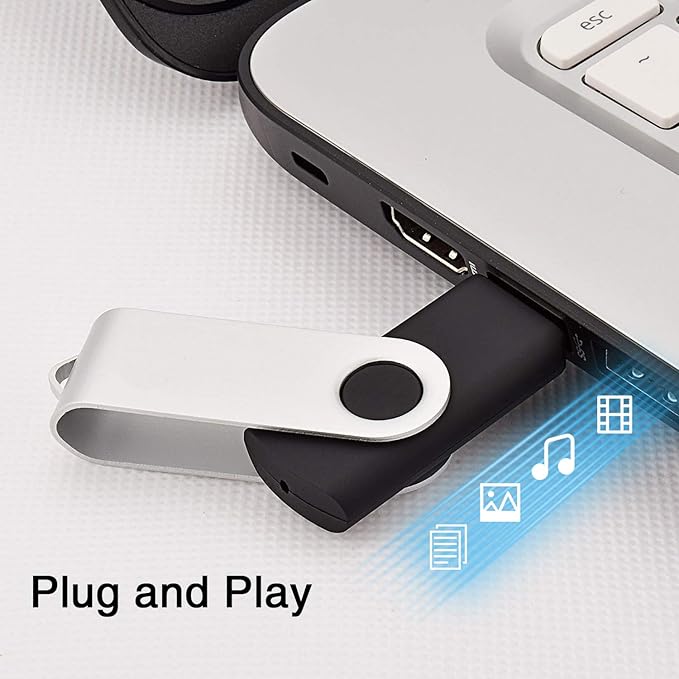 KOOTION 50pcs 32GB USB Flash Drive 32 gb Bulk Flash Drives 50 Pack Thumb Drive Swivel Memory Stick Jump Drive Keychain Design Black