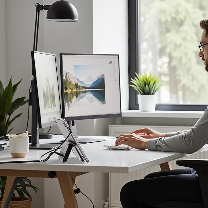 MacBook Pro Docking Station Dual Monitor 4K@60Hz for MacBook Pro/Air M3 Pro/M4, PULWTOP USB C Docking Station Stand Laptop Dock with 2 HDMI, PD, Ethernet, USB A/C 10Gbps, Audio, SD/TF, USB 2.0