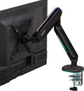 AVLT Single 27”-45” RGB Gaming Monitor Arm Desk Mount Built-in 20 Lighting Modes Touch Button Control Fits Flat/Curved/Ultrawide Screen Height Swivel Tilt Rotation Adjustable Stand -Black