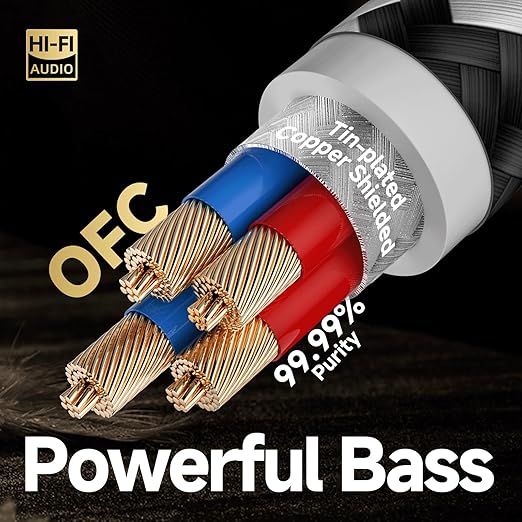 TODN Audiophile RCA Cables Stereo Shielded HiFi 2RCA Male to Male for Subwoofer, Phono, Car Audio (1.64ft/0.5m, 1 Pair)