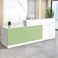 Reception Desk with Counter Modern Checkout Counter with Lockable Drawer Keyboard Tray Receptionist Desk for Office Salon Reception Table Q Left 55inch/140cm
