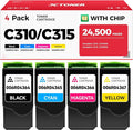 C310 C315 High-Yield Toner Cartridge Set 4-Pack Replacement for Xerox 006R04364 006R04365 006R04366 006R04367 Compatible with Xerox C310 C310DNI C315 C315DNI Color Printer (Black Cyan Magenta Yellow)