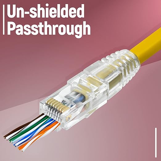 GTZ RJ45 Cat6 Pass Through Connectors and Strain Relief Boots - Pack of 100/100 - EZ to Crimp Modular Plug for Solid or Stranded UTP Network Cable