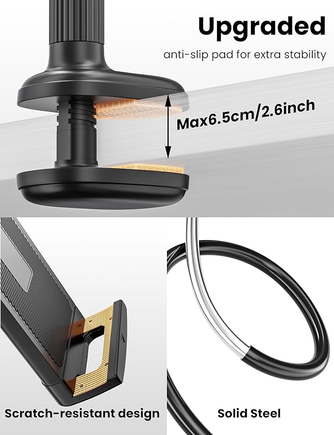 Gooseneck Kindle Holder with Remote Page Turner for Reading in Bed,Tablet Mount Holder for Desk,Flexible Long Arm for Tablets iPhones Kindle Accessories