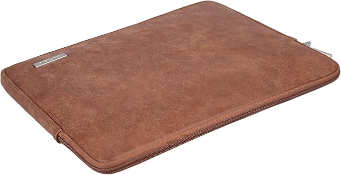 RAINYEAR 13 Inch Laptop Sleeve PU Suede Leather Case Protective Cover Water Resistant Carrying Bag Compatible with 13.3 Notebook Computer Chromebook,14" MacBook M1 M2 M3 M4,13.5 Surface Laptop(Brown)