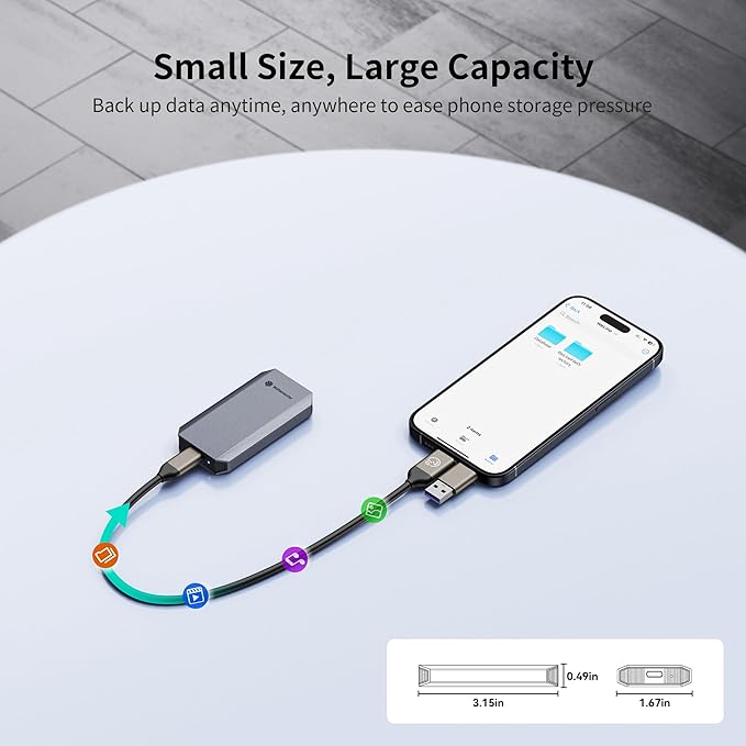Yottamaster 512GB External SSD, Up to 460MB/s 2 in 1 USB C Cable & Lanyard Portable Solid State Drives, Supports 4K ProRes HDR Compatible with iPhone 16 Pro Max, Smartphone, Tablet, Laptop