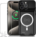 Battery Case for iPhone 15 Pro, Full Encircle 10000mAh High Capacity Rechargeable Portable Charger Case Extended Battery Pack for iPhone 15 Pro (6.1 inch) Wireless Charging Case with Carplay-Black