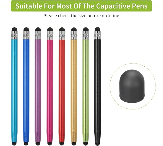 MECCANIXITY 20Pcs Replacement Stylus Pen Tips 6.5mm Conductive Capacitive Touch Screen Pens Tips Silicone Rubber, Black