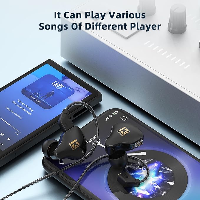 YINYOO KBEAR KS1 in Ear Monitor Bass Earbuds Wired Earbuds,Clear Sound Stereo Headphones, Vocals Forwards High Resolution Noise Canceling Earphones, Dual Magnectic Circuit Dynamic Detachable Cable