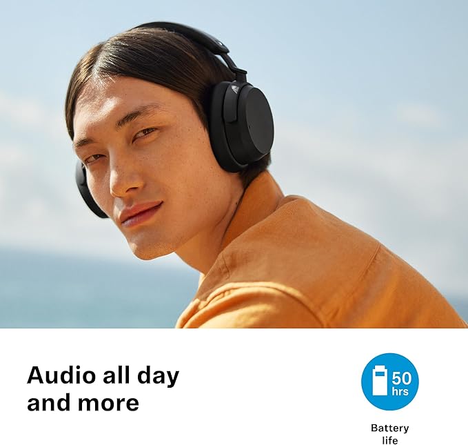 Sennheiser ACCENTUM Wireless Bluetooth Headphones - 50-Hour Battery Life, Audio, Hybrid Noise Cancelling (ANC), All-Day Comfort, Black