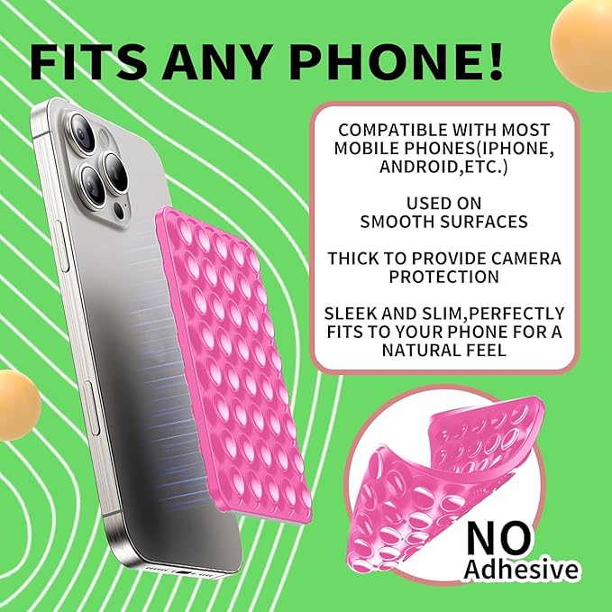 Octo Cup Buddy Sticky Grip Holder for Silicone Cellphone, Silicone Suction Cup Phone Case Mount Double Sided, Hands-Free Phone Accessories Strong Grip Holder for Selfie and Video (Pink)