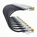 Cat6a Patch Cables 0.5ft (10 Pack) Slim, Cat6 Ethernet Patch Cable Pure Copper, Flexible Cat 6 Patch Cable 550MHZ 10G, Space-Saving Cat 6A Network Cables for Patch Panel, Black