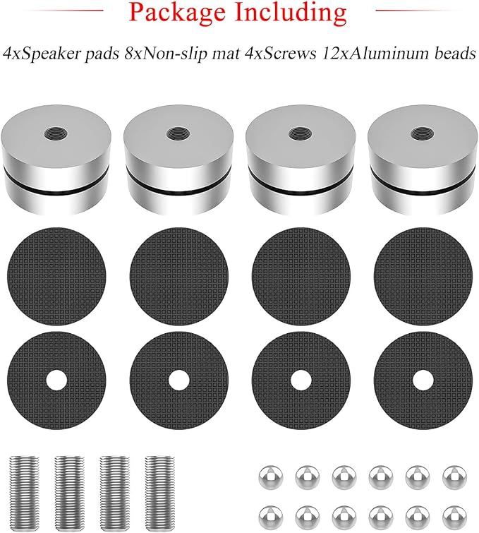 Audiocrast 4X HiFi Speaker Spike Pad Isolation Feet Stand Feet 40X23MM Shock Absorber with Stainless Steel Ball for Audio Speaker Subwoofer CD DVD Amplifier Turntable DAC