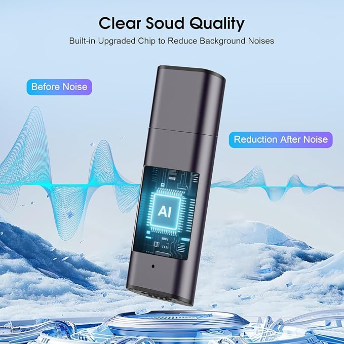 64GB Voice Recorder Digital Voice Activated Recorder USB Recording Device with Noise Reduction Rechargeable 750Hrs Small Pocket Audio Recording Devices for Lectures, Interview, Meeting, Class