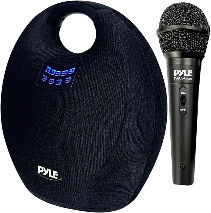 Pyle Wireless Portable Bluetooth Speaker, with Built in Rechargeable Battery, Wired Microphone, Clear Surround Sound, Mini IPX4 Waterproof Speaker for Indoor and Outdoor Activities