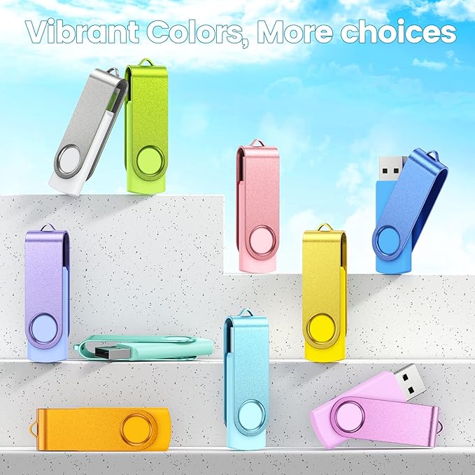 Kepmem 10 Pack 1GB USB Flash Drive USB 2.0 Thumb Drives Jump Drive Fold Storage Memory Stick 1 GB Swivel Design USB Drive USB2.0 Pen Drive with Lanyard for Storage and Backup