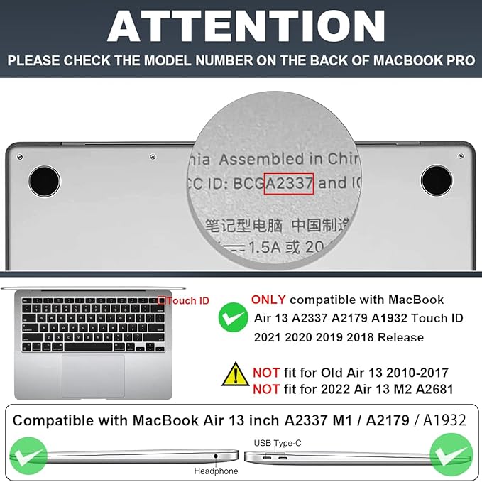 Compatible with 2021 2020 2019 2018 MacBook Air 13 inch Case M1 A2337 A2179 A1932, Pattern Plastic Hard Shell Case & Screen Film & Keyboard Cover for MacBook Air 13 M1 Touch ID, Ribbon Bird