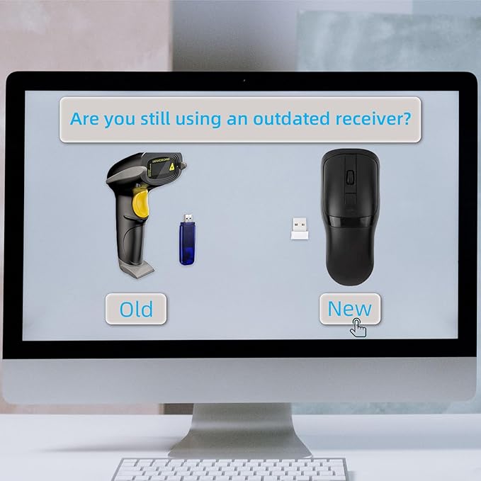 New Wireless Mouse Barcode Scanner, 2-in-1 Design 2D Handheld Barcode Scanner with Wireless Mouse Functions for POS System,Store,Supermarket, Warehouse.(Black)