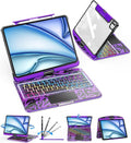 SIEBITU Clear Wireless Keyboard Case for iPad Air 11-inch (M3 2025/M2 2024) & iPad Pro 11-inch 4th 3rd 2nd 1st Gen, 7-Color Backlit with Multi-Touch Trackpad for 10.9" iPad Air 4th/5th Gen, Purple
