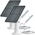 Solar Panel Charger Compatible with Eufycam 3/3C/2C/2C Pro/E40/E20/2/2 Pro/E/L20/L40/Solo/SoloCam Spotlight, 5W Solar Panel for Eufy Camera, Micro USB & USB-C Port, 9.8ft Cable, P65 Waterproof, 2 Pack